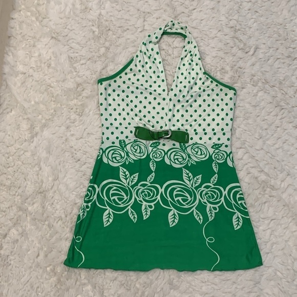 Vintage Vanilla Ice Polka Dot and Floral Halter - Picture 4 of 6